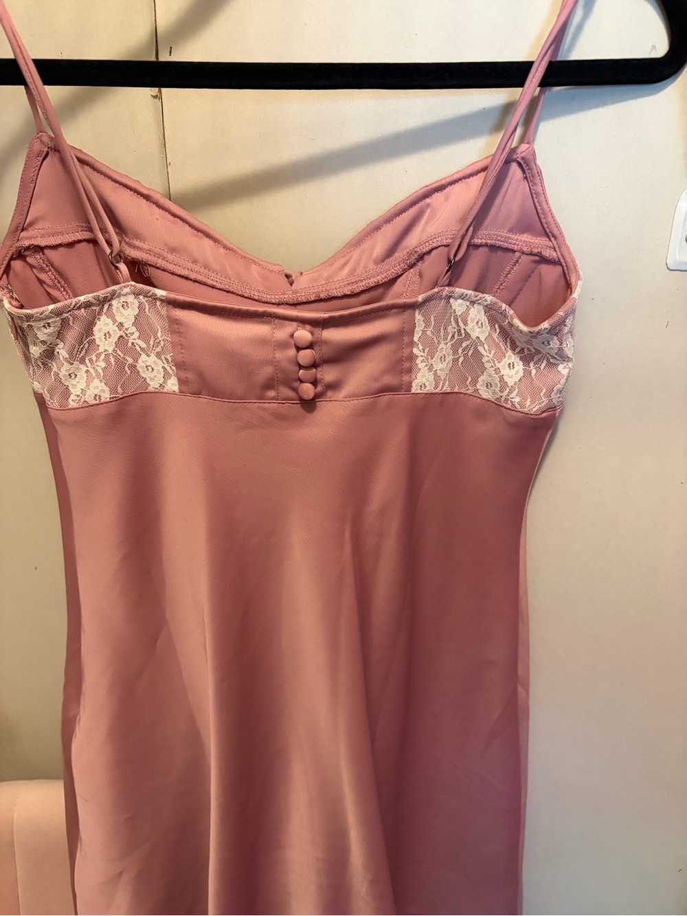 Urban Outfitters Pink Satin Lace-Trim Chemise - Picture 2 of 3